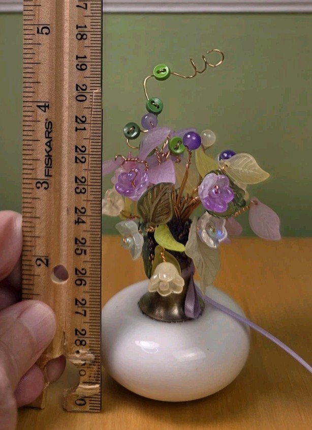 Forever Beaded Flower Bouquet – Glass & Acrylic in Doorknob Vase – OOAK