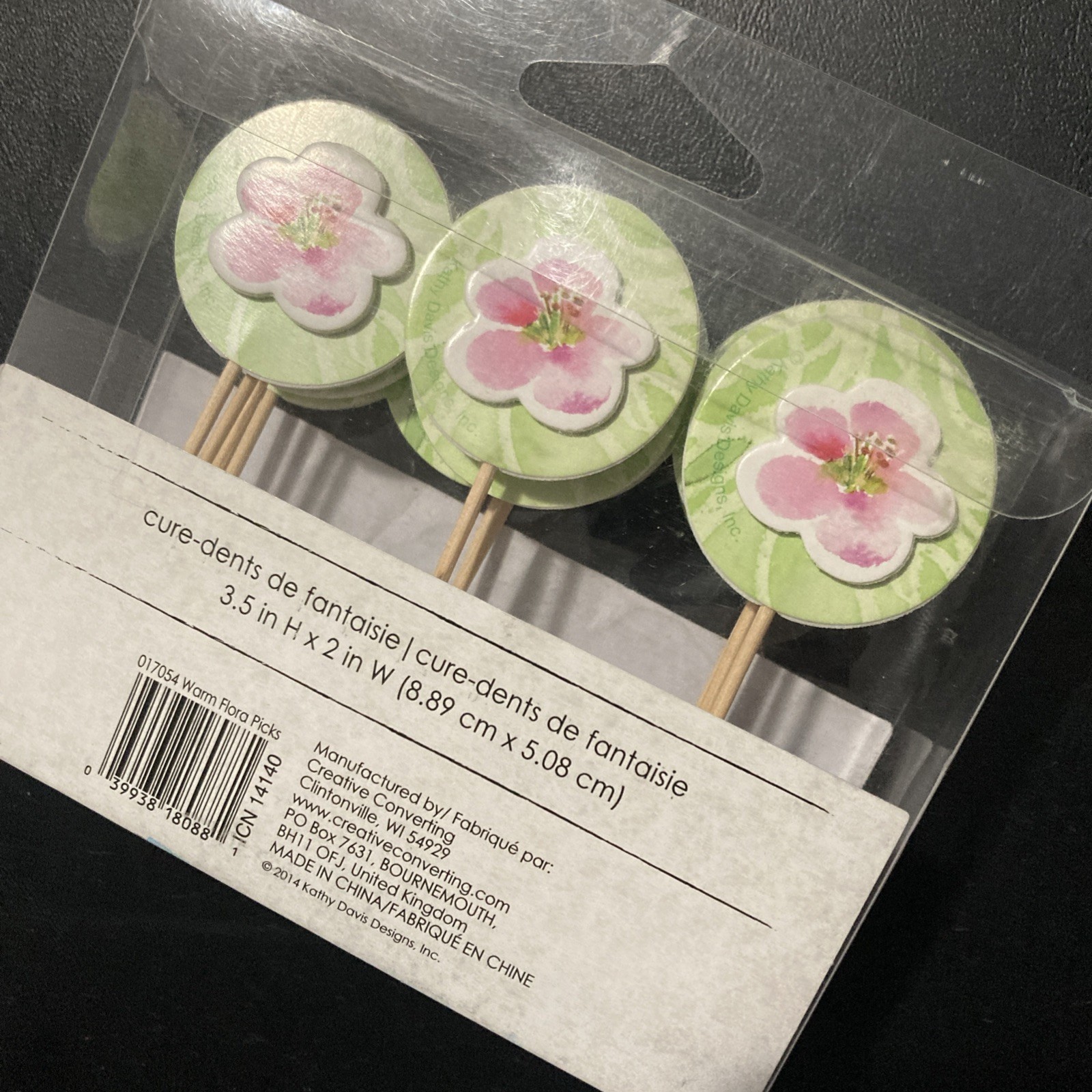 Set Of 12 Kathy Davis Flower Decor Cupcake Picks Birthday Decor 3.5 X 2″ NIB