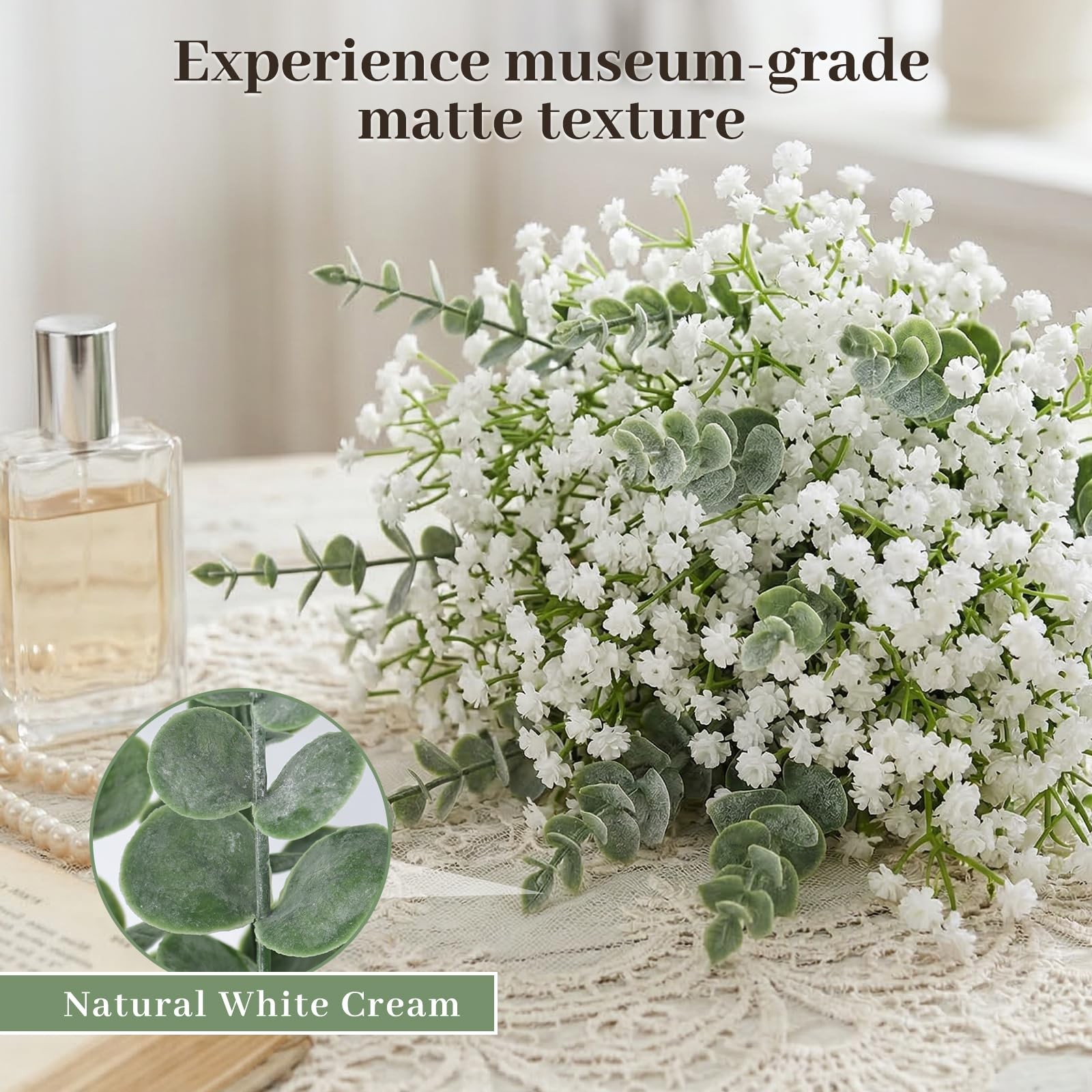 20PCS Mixed Babys Breath and Eucalyptus Stems, Artificail Flower Bouquet Flor…