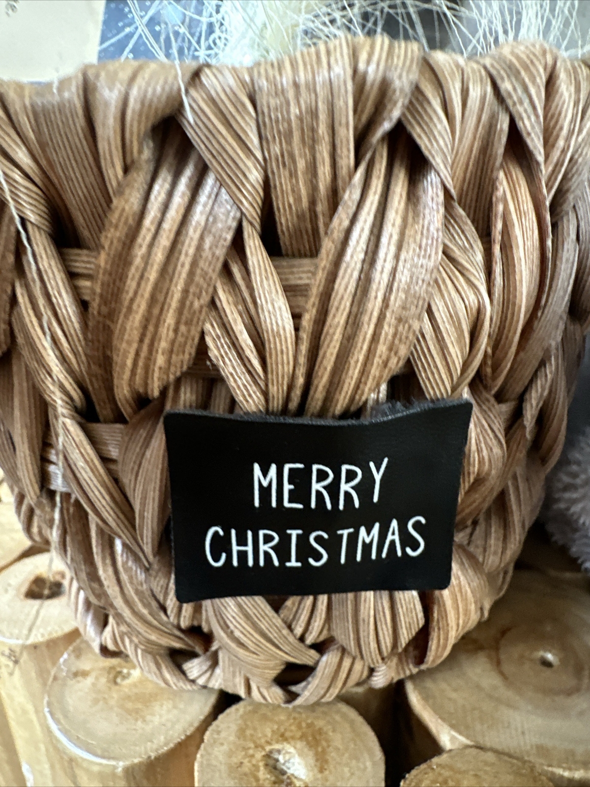 Pampas Grass Christmas Tree Faux Woven Basket 24” Boho Holiday Time NEW w Tags