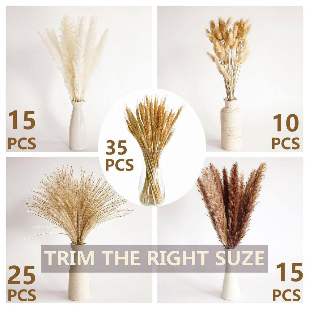 2.7 In. Natural Dried Wheat Pampas Grass Artificial Plant Beige Fall Floral Arra