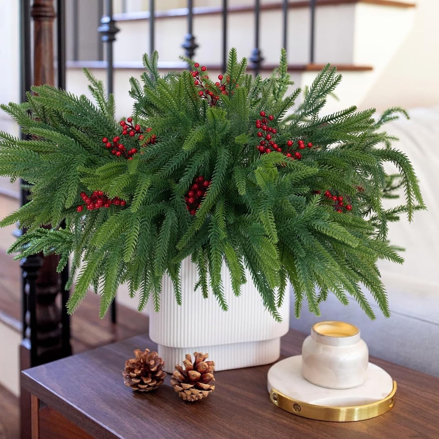 Realistic Christmas Pine Stems with Berries