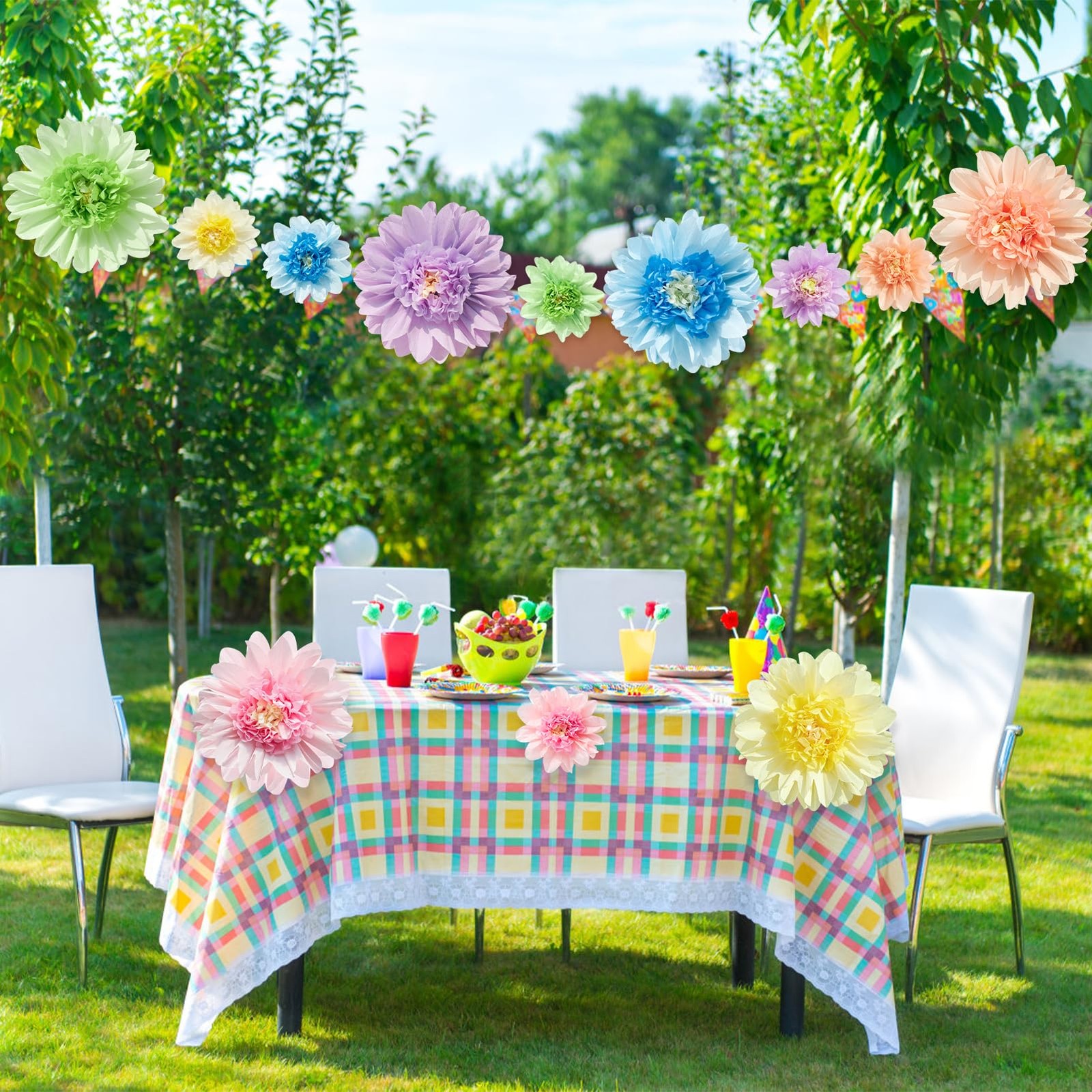 Pastel Paper Flowers, 12 Pcs Paper Flowers Decorations for Pastel Party Decor…