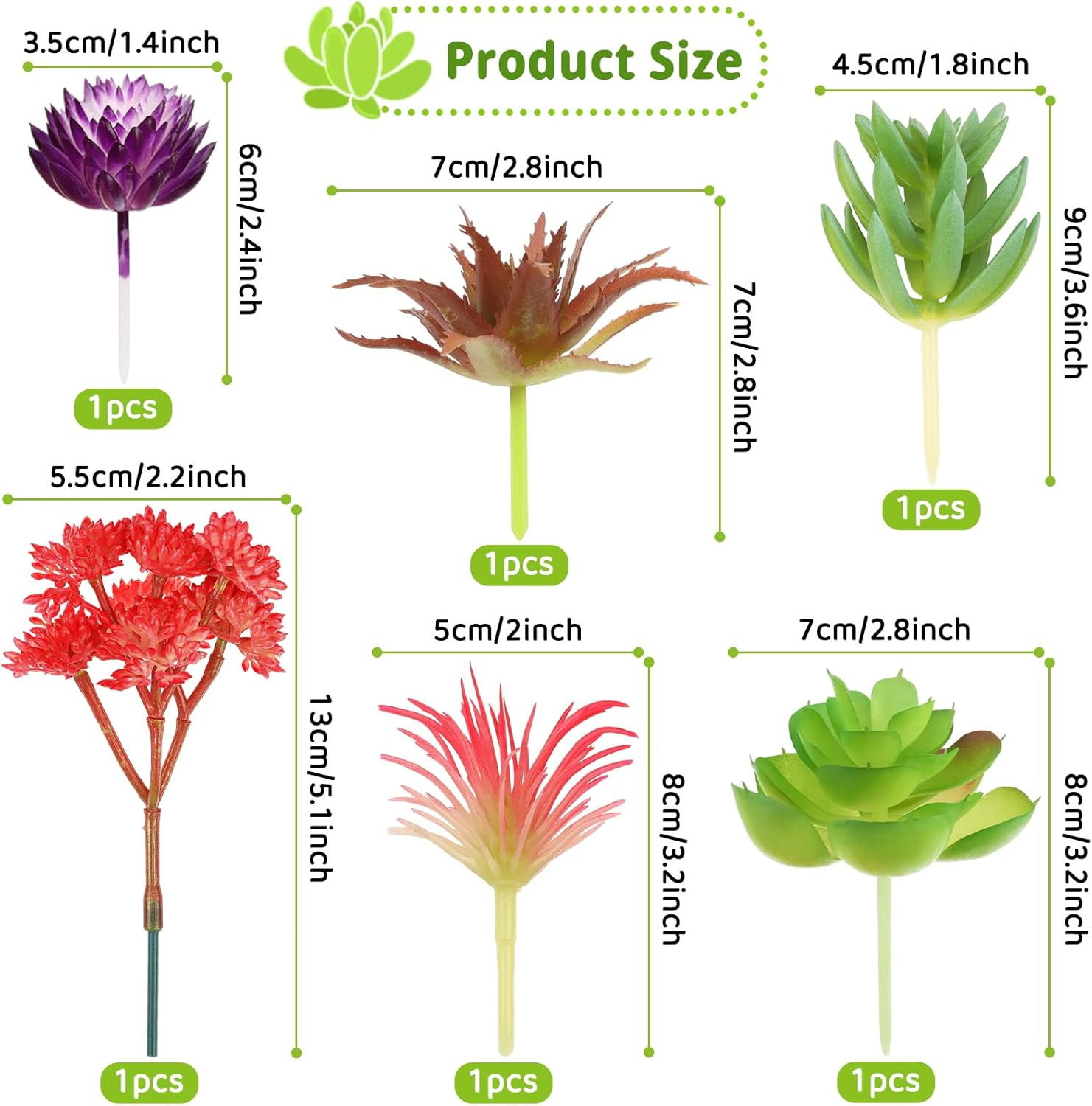 Artificial Succulent Plants, 6Pcs Mini Fake Succulents Plants for DIY