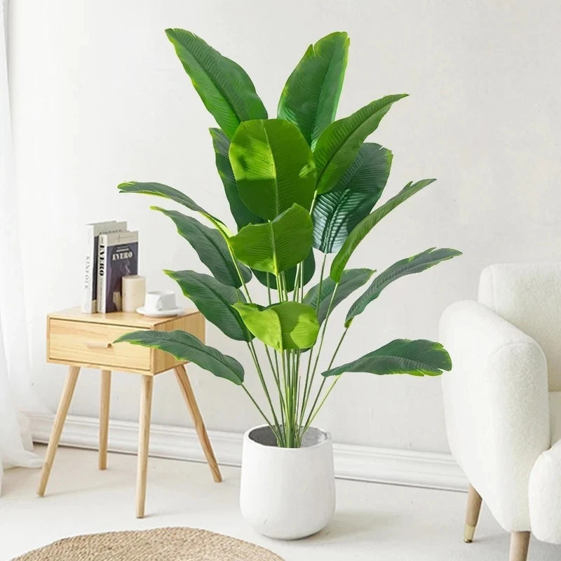 1pc Large Artificial Plants Tropical Palm Tree Fake Banana Plants Leaves Real