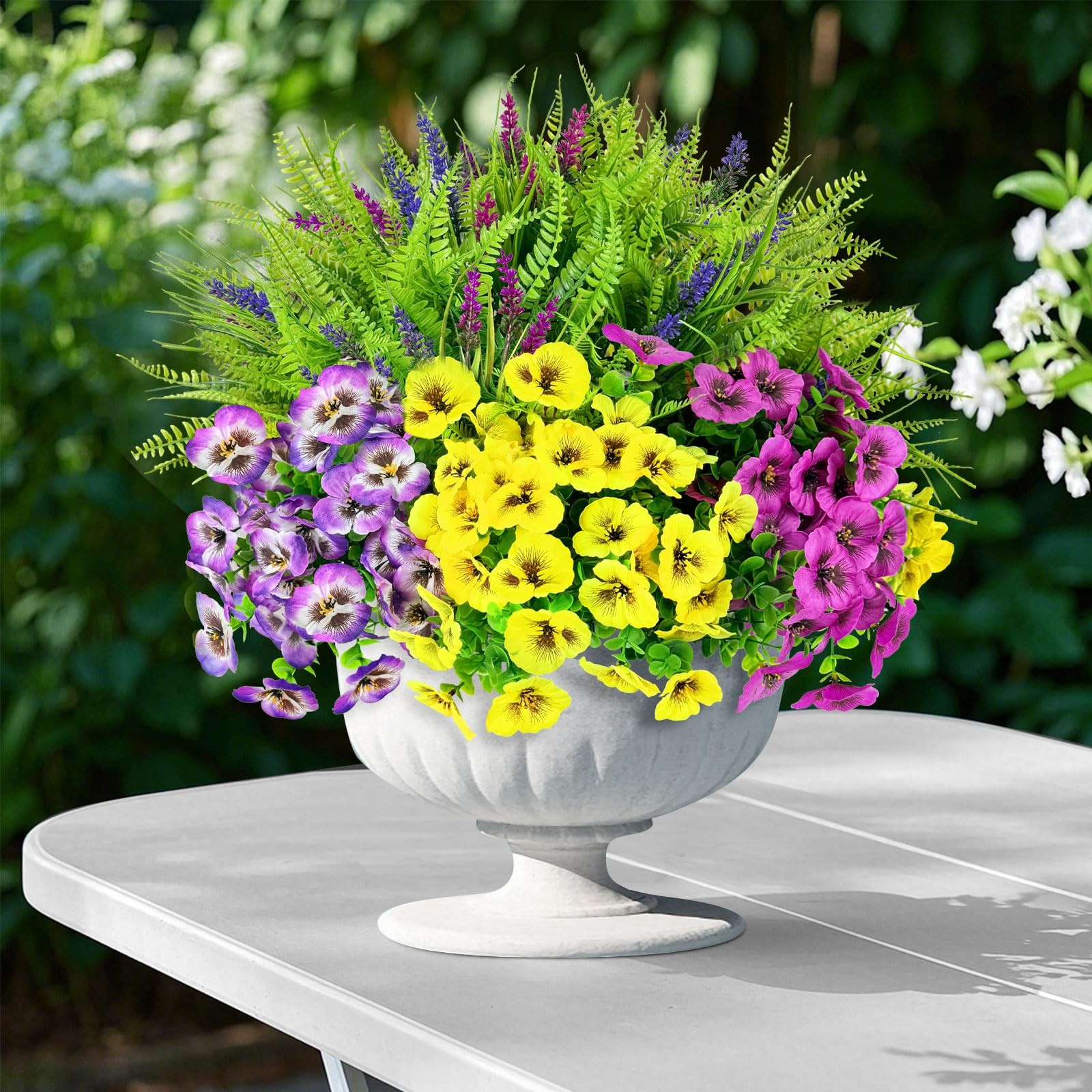 20 Bundles Artificial Flowers Fake Plants for Outdoors Decor-3 Colors