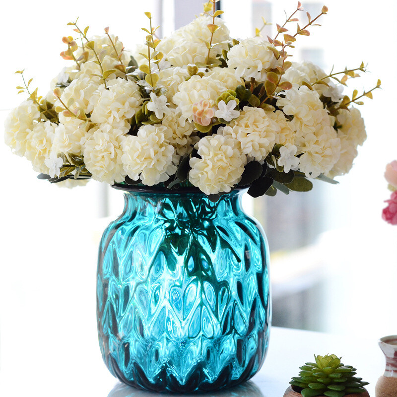 10 Heads Fake Flowers Artificial Silk Hydrangea Wedding Bouquet Party Decor