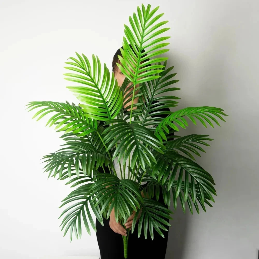 90-120cm Large Artificial Palm Tree Tropical Fake Plants Green Plastic Palm Leaf