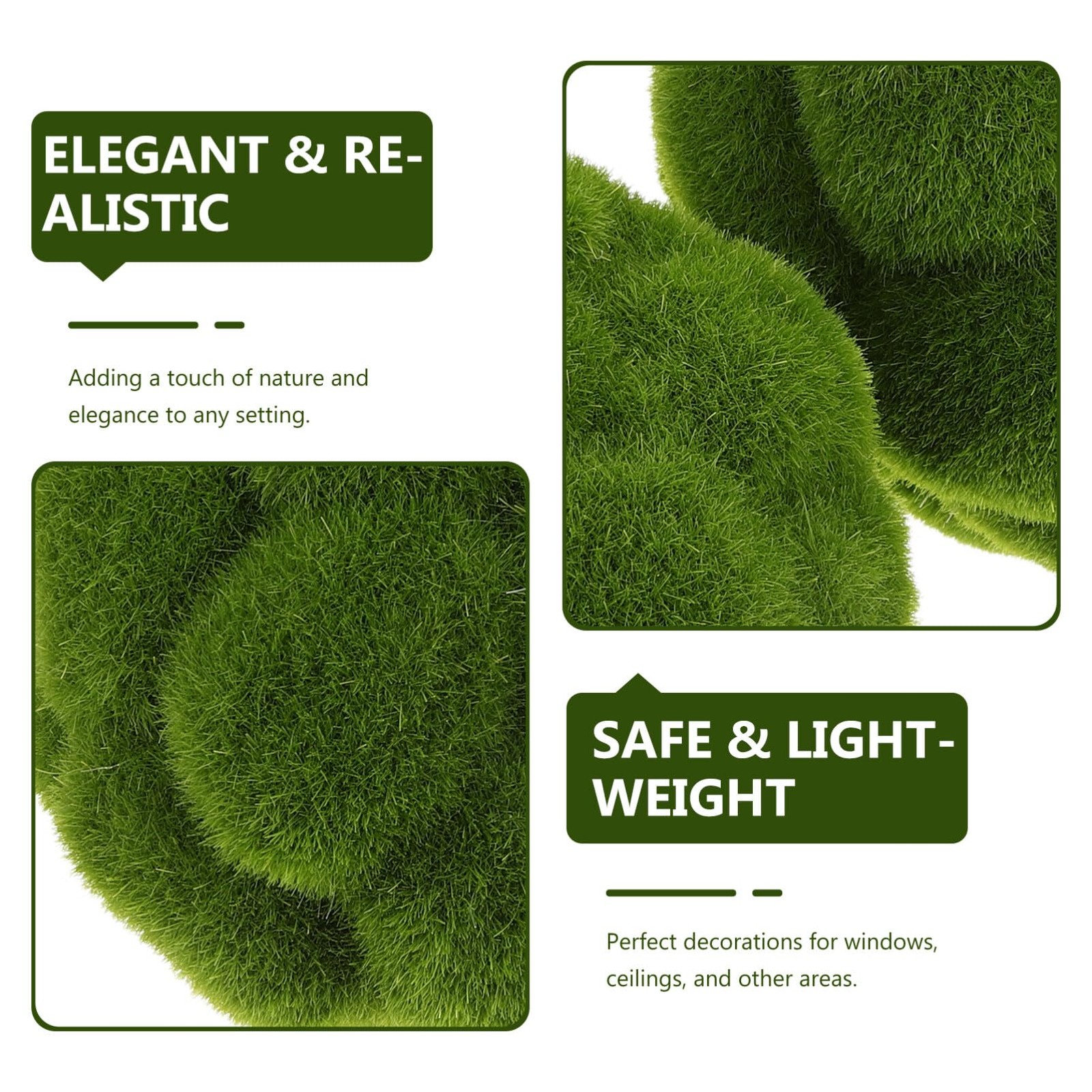 4 PCS Fake Green Moss Balls Decorative Simulated Topiary Floral
