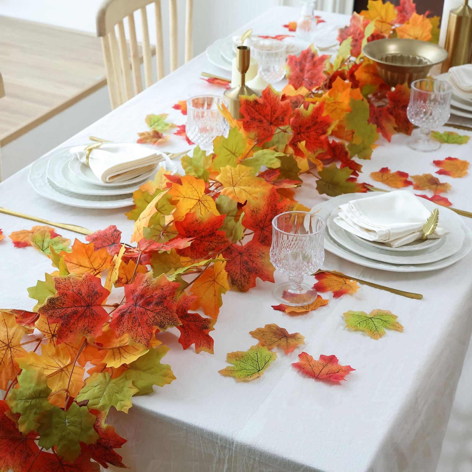 Fall Decor 5 Packs 390″ Artificial Maples Vines Garland Fake Vine Fall Garlan…