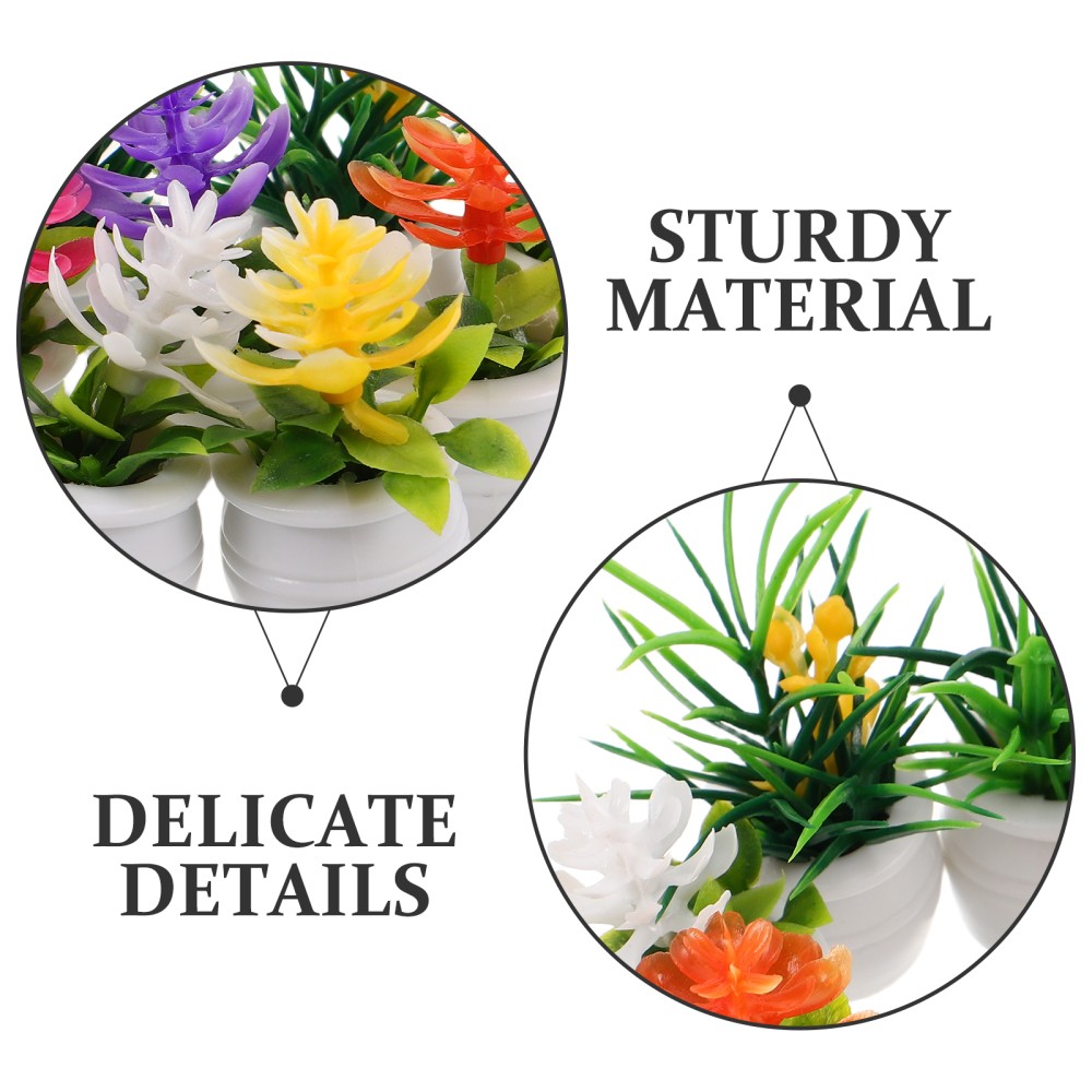 9Pcs Miniature Dollhouse Plastic Potted Plants Assorted Color Durable Decoration