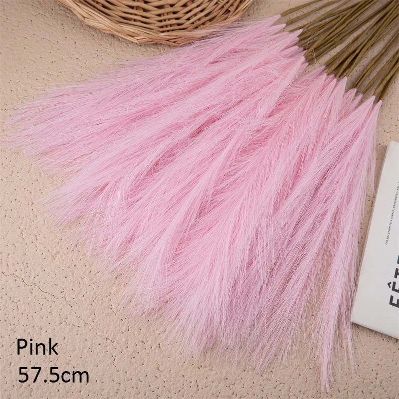10Pcs Artificial Pampas Grass 56cm Silk Reed Bouquet Boho Decor