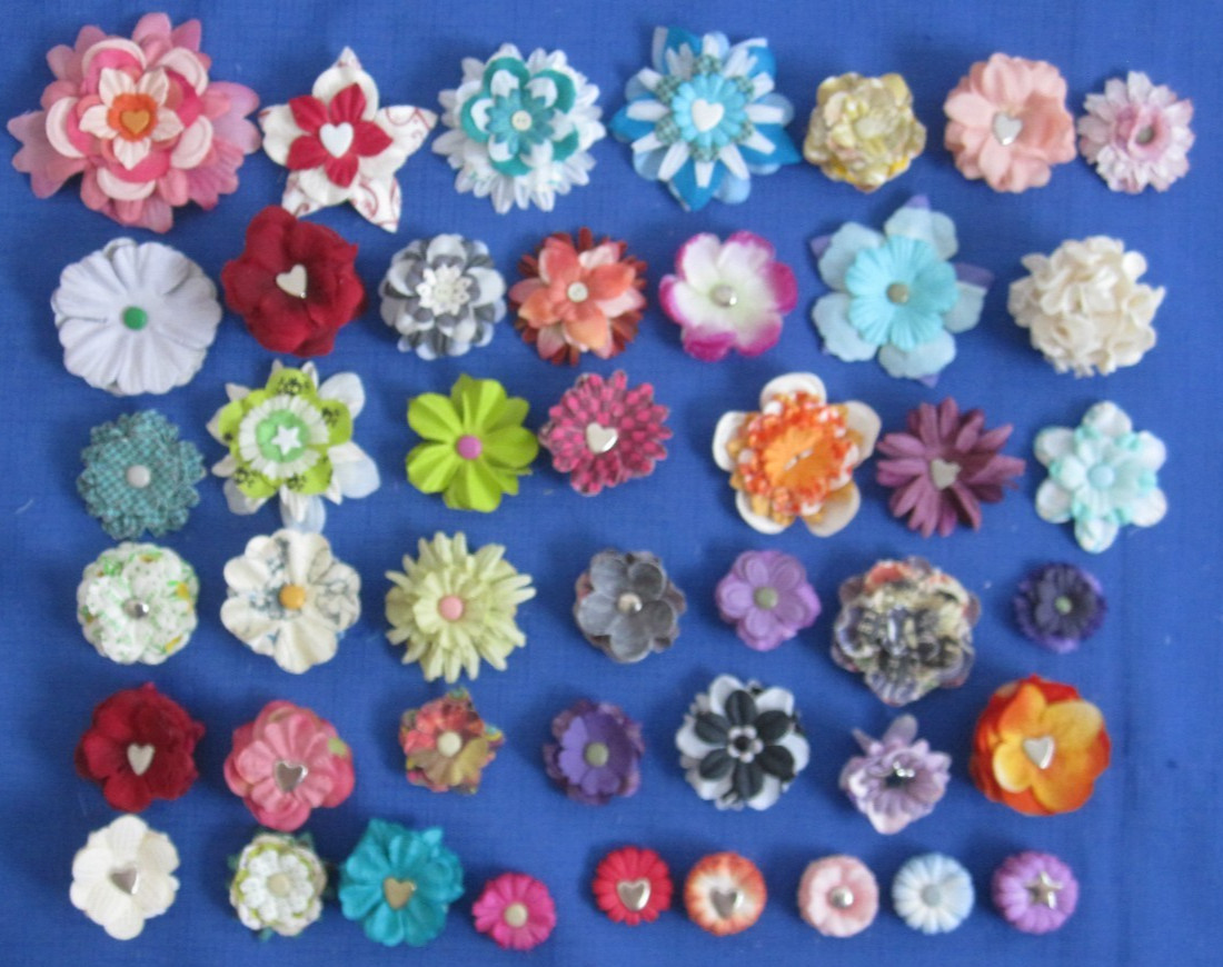 #7 Lot-44 Medium Layers Used Mulberry Flower Petals 1-3″ Brads Multiple Colors