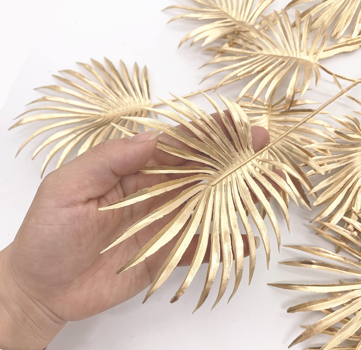 2 Pack Christmas Decor Artificial Gold Plants 30 Inch Faux Palm Leaves Vase