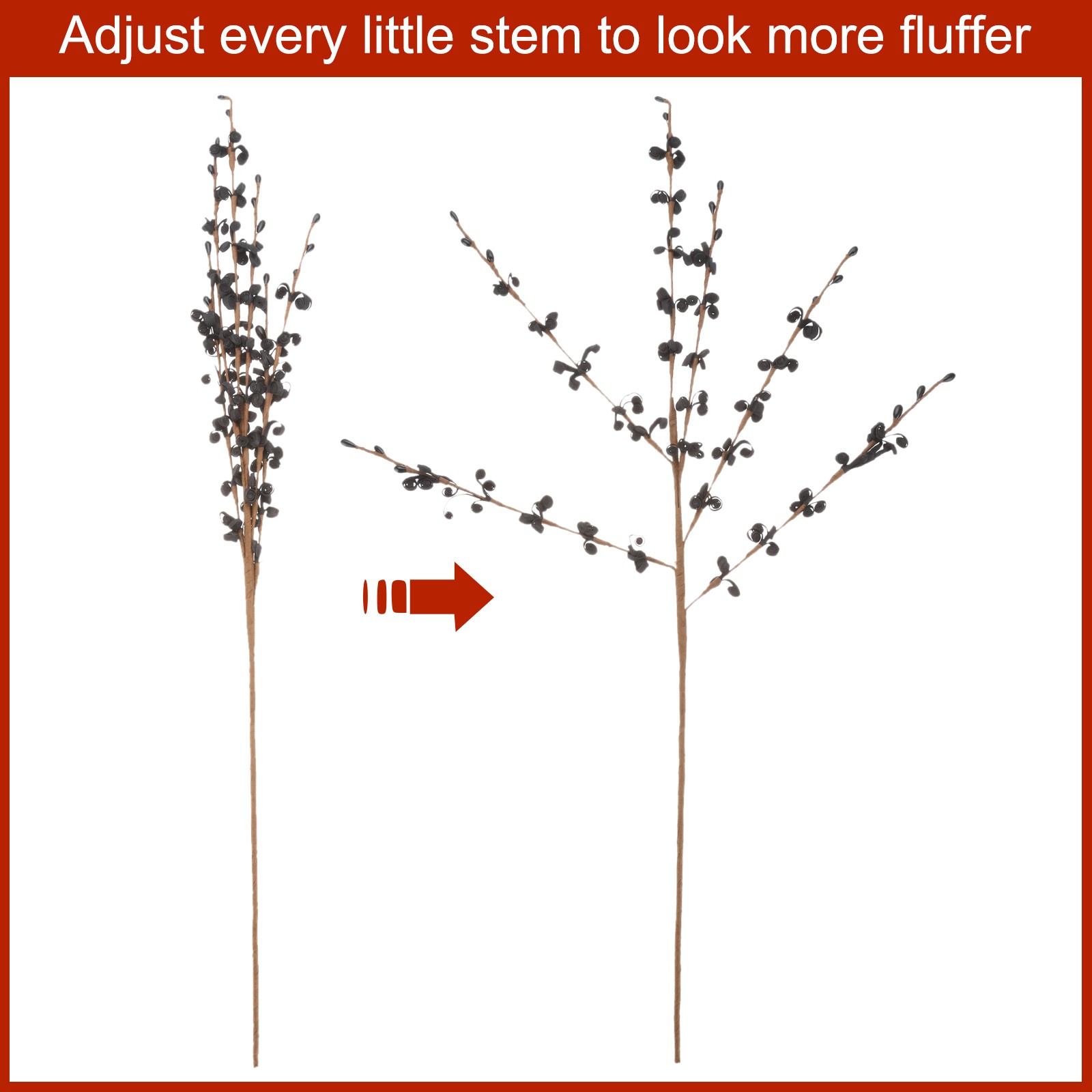 15Pcs Artificial Flowers 21.7″ Plastic Faux Flowers Fake Branches Black