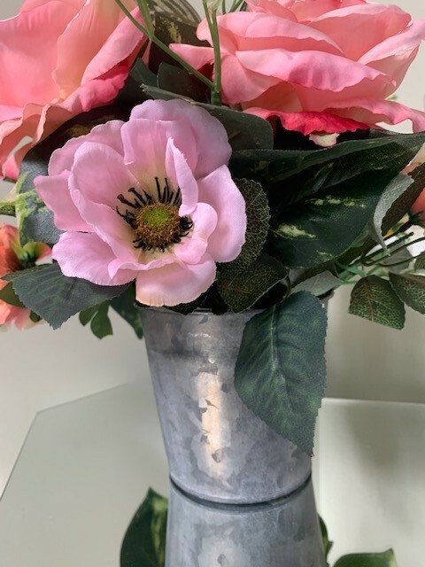 Floral artificial ARRANGEMENT Pink Flower Centerpiece 13 inch Home Decor