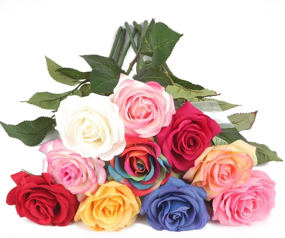 Red Rose Artificial Flowers, 1Pc 17″ Single Red Rose for Valentine’s Mother’s Da