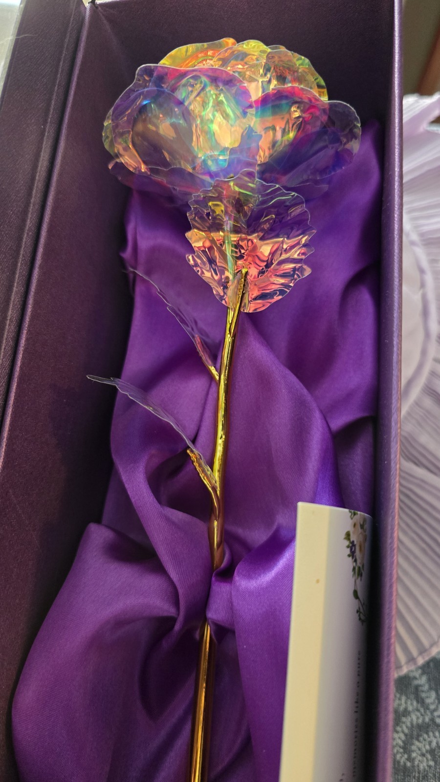 Childom Love Theme Artificial Rose Flower Stem Multicolor/Gold in Gift Box