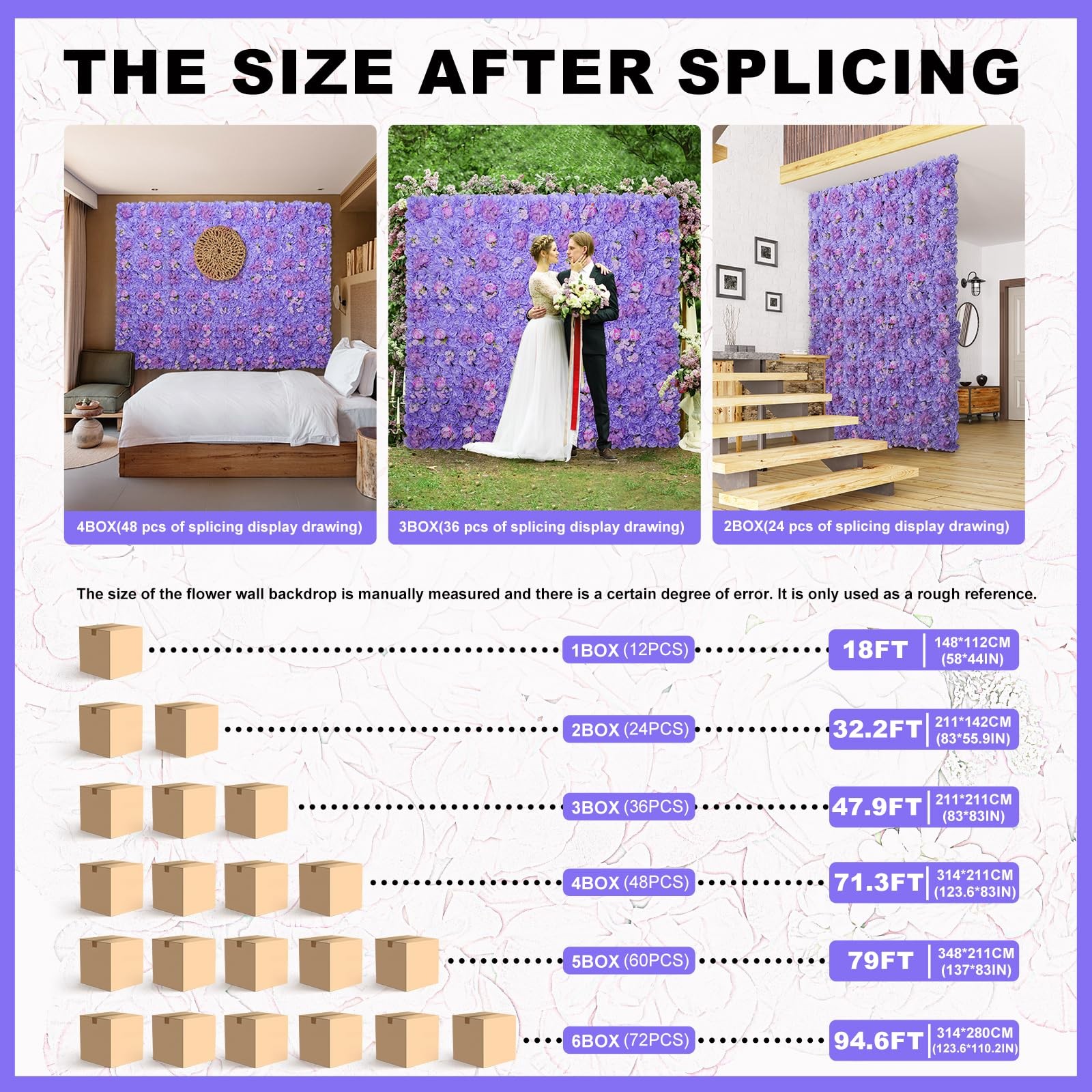 RIDDSEE Flower Wall Backdrop 16.5*16.5 12Pcs Artificial Floral Wall Panel 3D