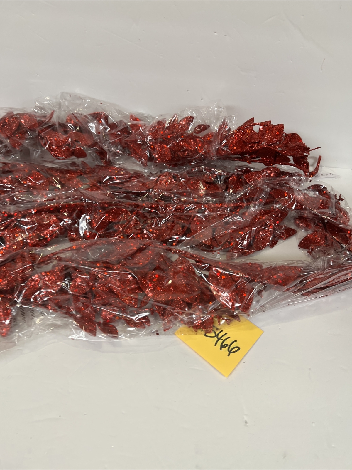 Set of 2 Red 4′ Shimmering Leaf Garlands Glitter Valerie Parr Hill