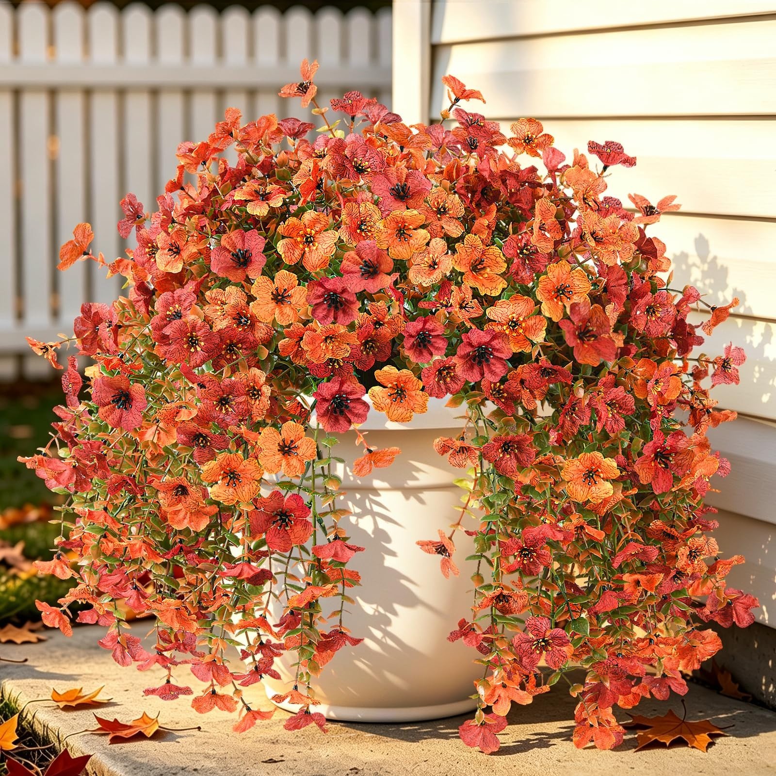 2 Pcs UV Resistant Faux Fall Mums – Realistic Outdoor Decorations for Porch, Pat