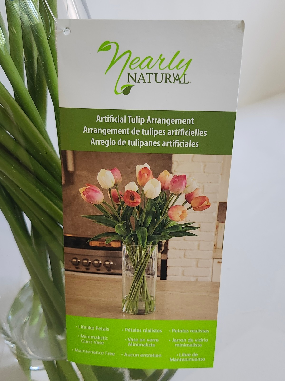 Tulips Artifical Fake Flower Floral Arrangement Silk Flowers With Vase NEW