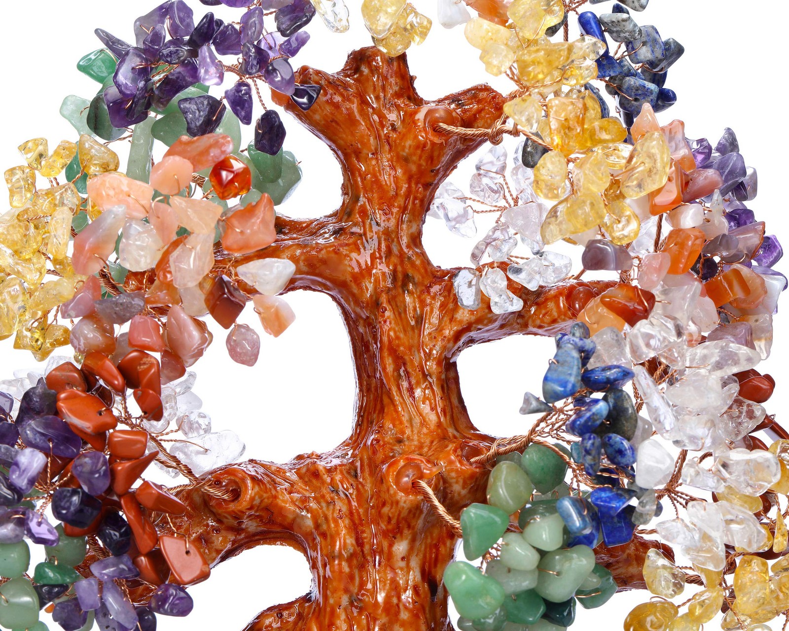 7 Chakra Healing Crystal Tree 10 Inch Stone Bonsai Tree Feng Shui Good Luck W…