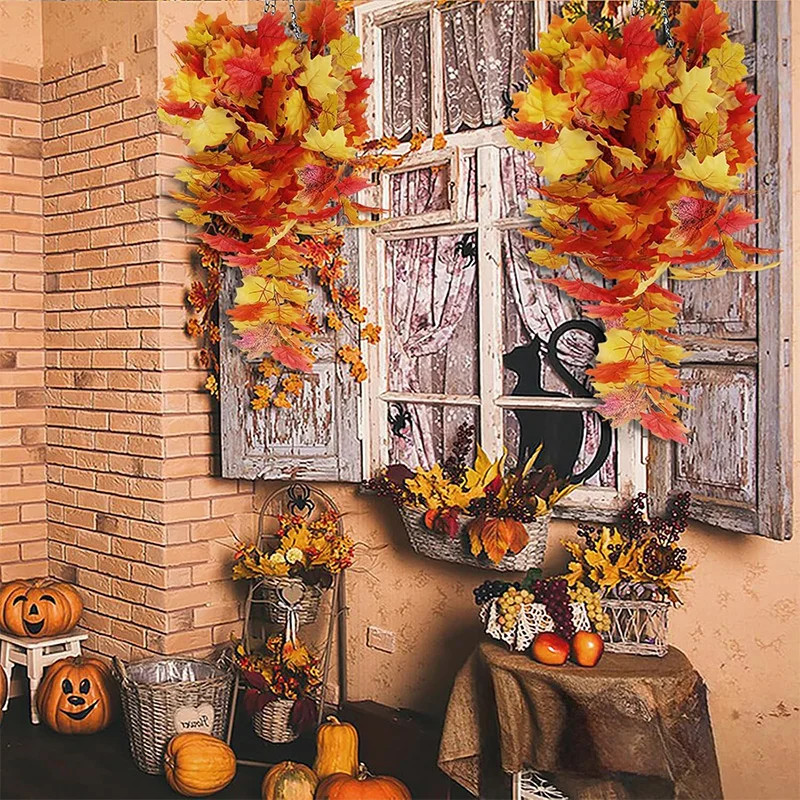 Artificial Maple Leaf Garland 75CM Autumn Leaves Vine Fake Plants for Home Decor