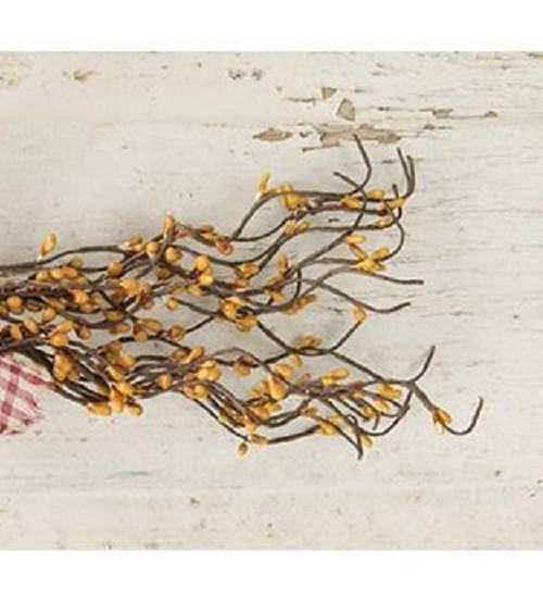 NEW Primitive Pip Berry Garland OLD GOLD BERRIES Wispy 4.5 Feet Long Crafts