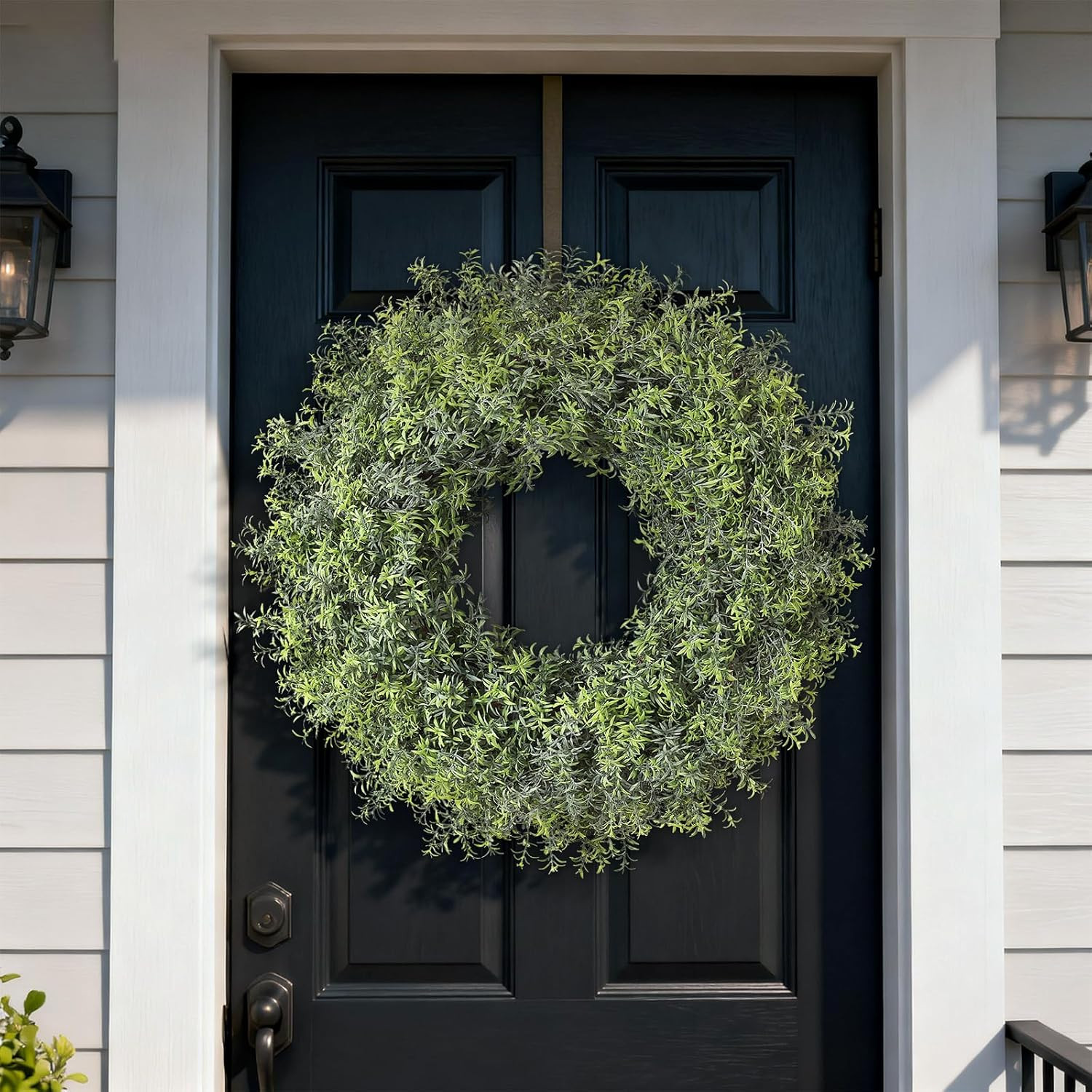 26″ Large Artificial Rosemary Wreath for Front Door – UV Resistant Realistic Ros
