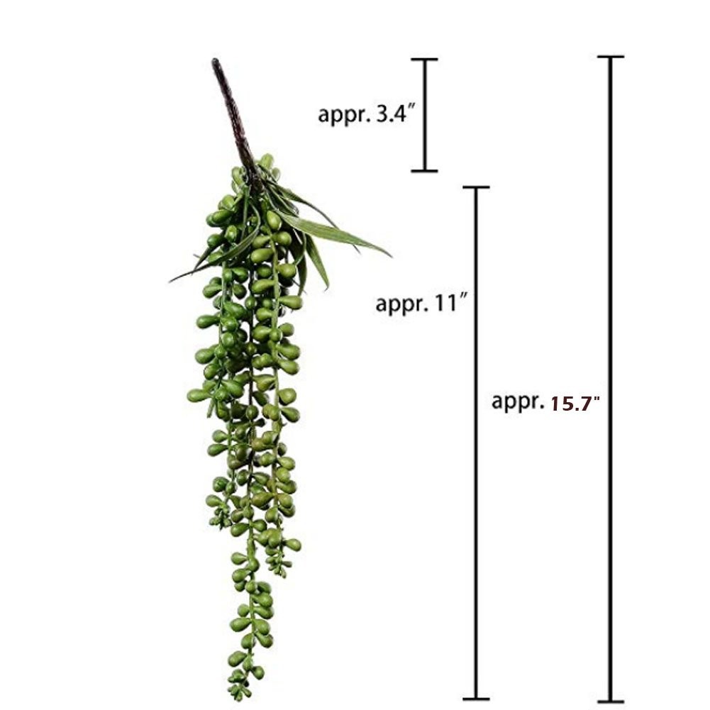 3 PCS Artificial Succulent Plants Hanging String Pearls Fake 13.7 Inch Green