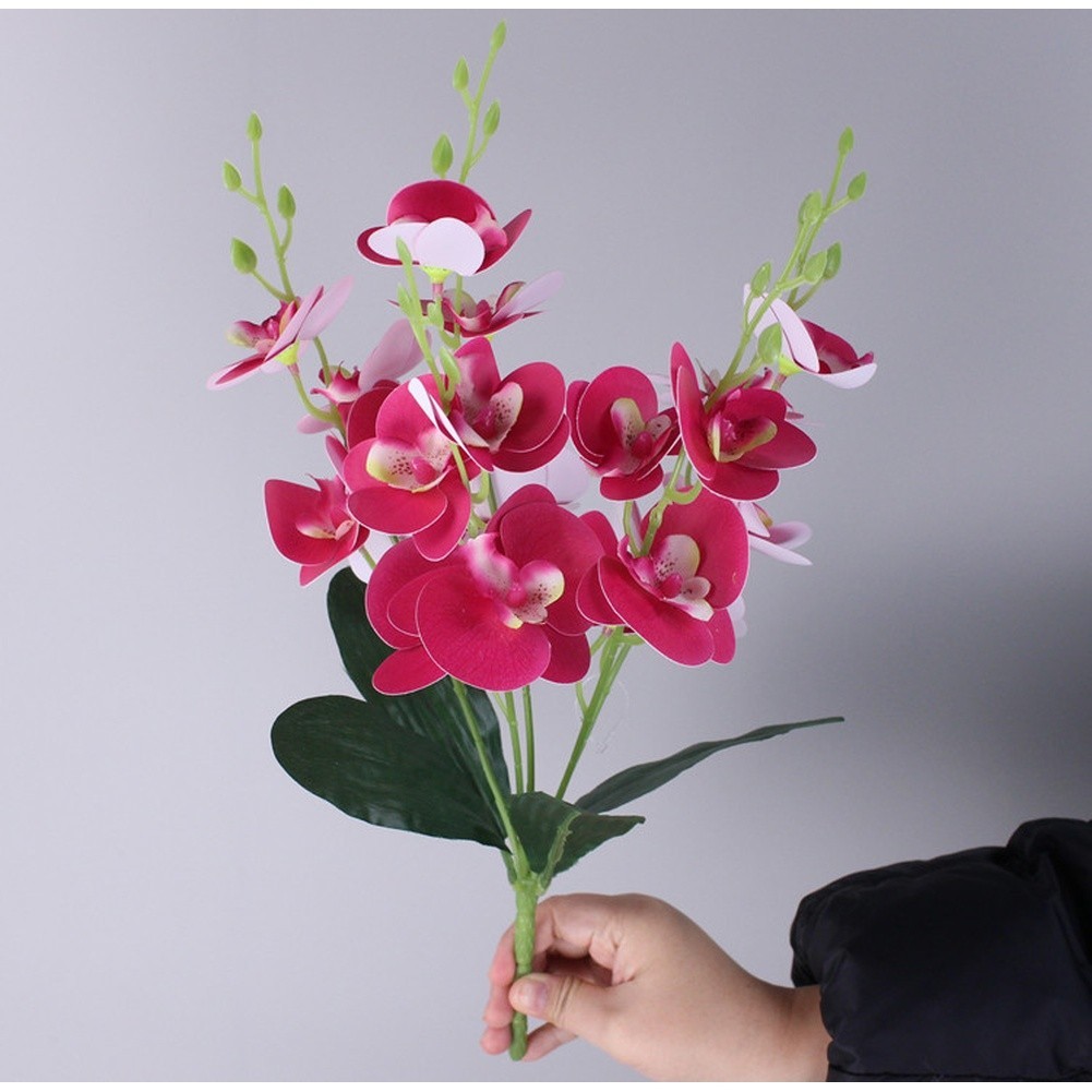 20 Heads Phalaenopsis Artificial Orchid 43cm Stem 3D Printed PU for Home Use