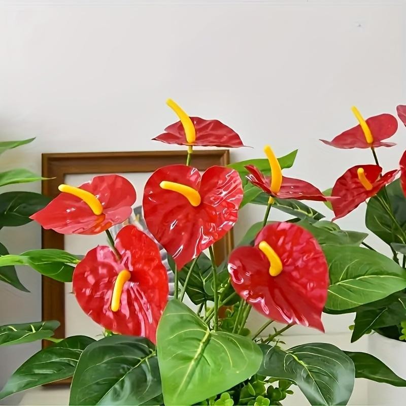Red Palm Flamingo Flower – Lush Artificial Plant for Home, Garden & Outdoor