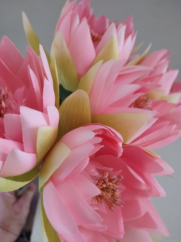 Artificial lotus blossom flower Stems (Six Stems) Pastel Pink