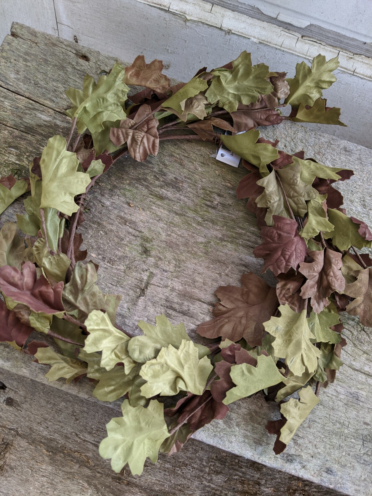 OLIVE LEAF CANDLE RING Wreath Leaves Fall Autumn Country Farmhouse 13″ x 6.75″