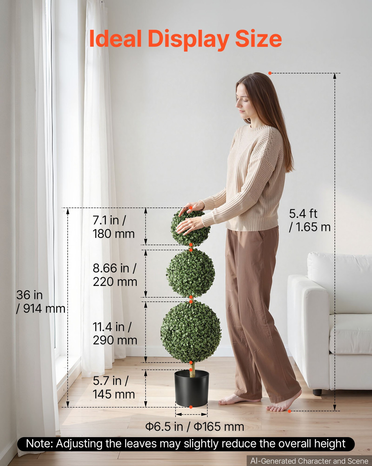3FT Artificial Triple Ball Boxwood Topiary Trees Set of 2 Faux Plants w/Pots