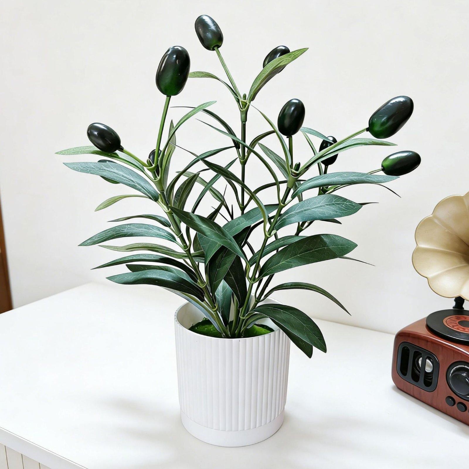 Artificial Olive Tree Plant Tabletop Ornament for Office Indoor Coffee Table