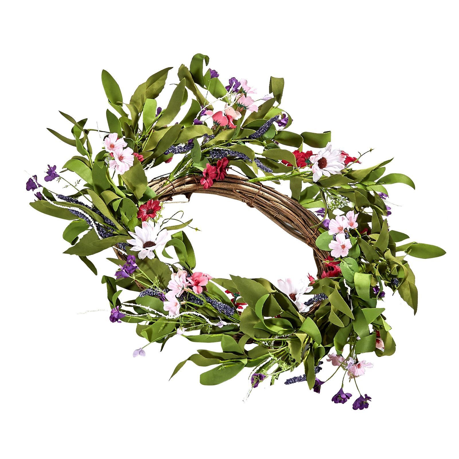 All Season Floral Wreath 22in Artificial Daisy Babysbreath for Home Wall Door