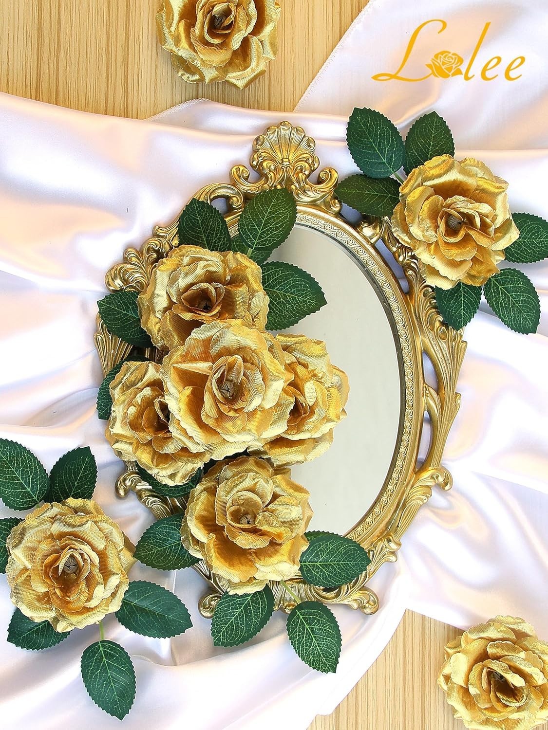 Rose Head Flowers with Stem – 108pcs Gold Rose Artificial Flowers Bulk – 3.1’…