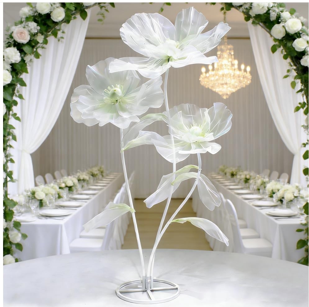 3Pcs 5.5ft Giant Silk Flower Decorations with Stand for Wedding, Party, Home & G