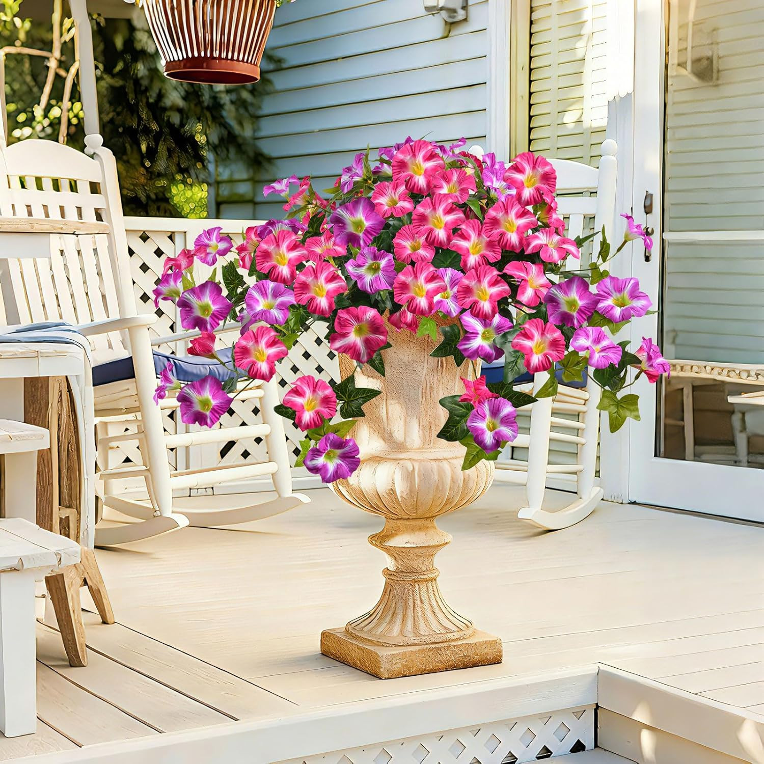 UV Resistant Artificial Petunias – 2 Packs Realistic Silk Flowers for Outdoors