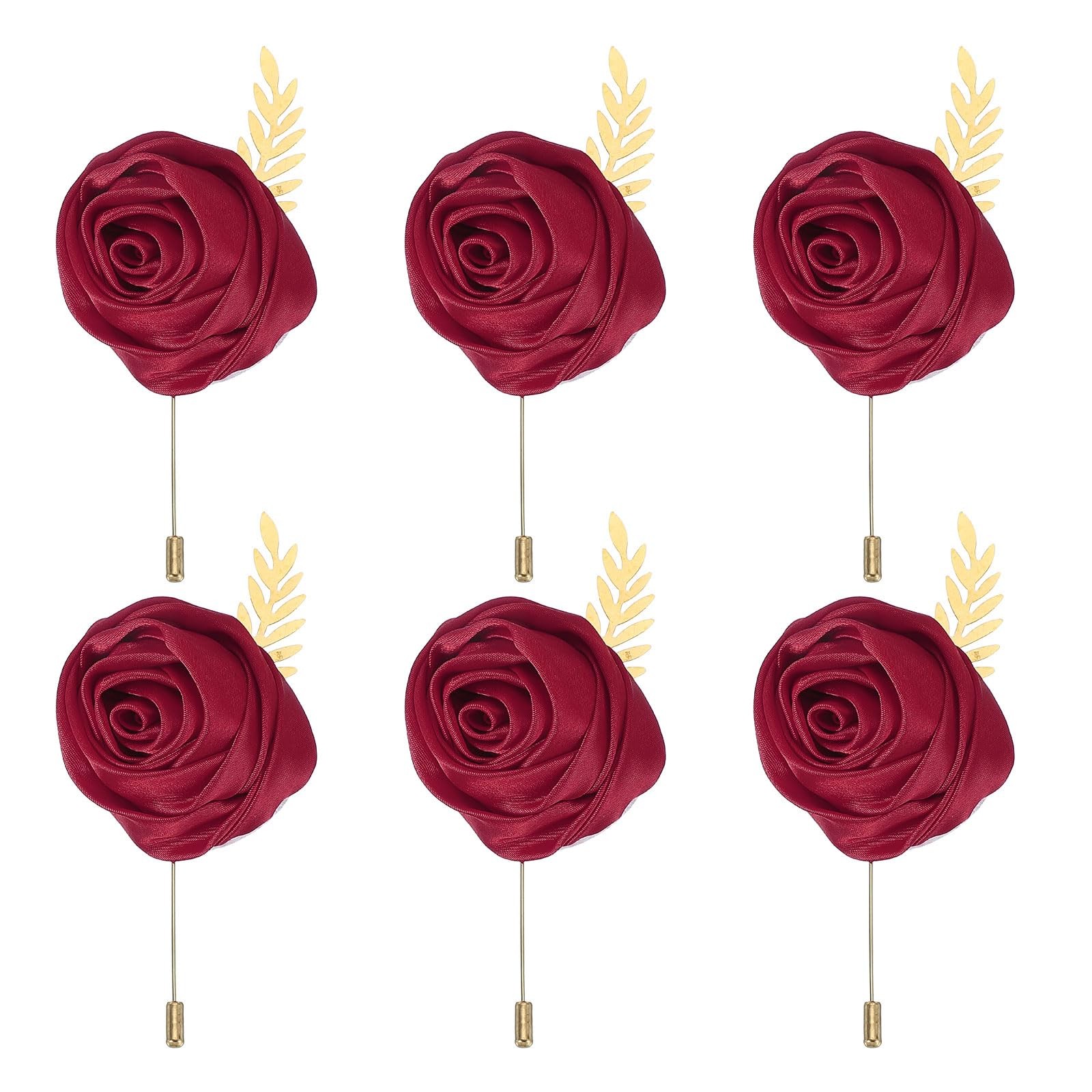 6 Pcs Groom Boutonnieres Rose Boutonnieres Pins for Men Wedding Ceremony Anni…