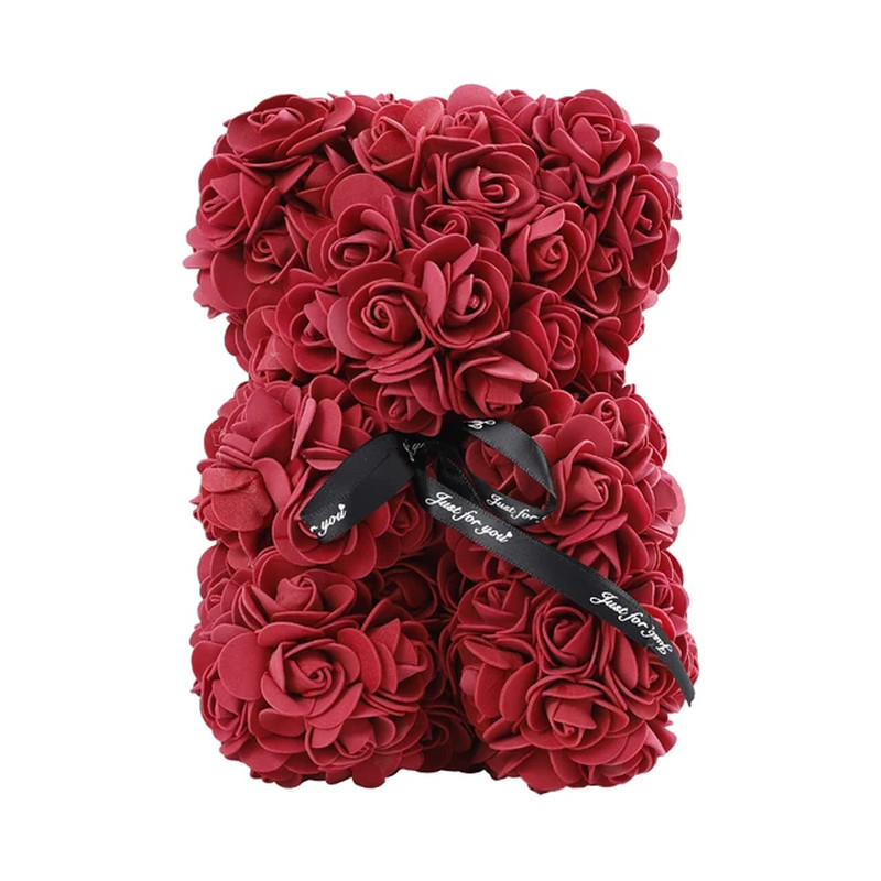 25cm Stuffed Bear Shape Artificial Rose Flower Valentine’s Day Wedding Gift NEW