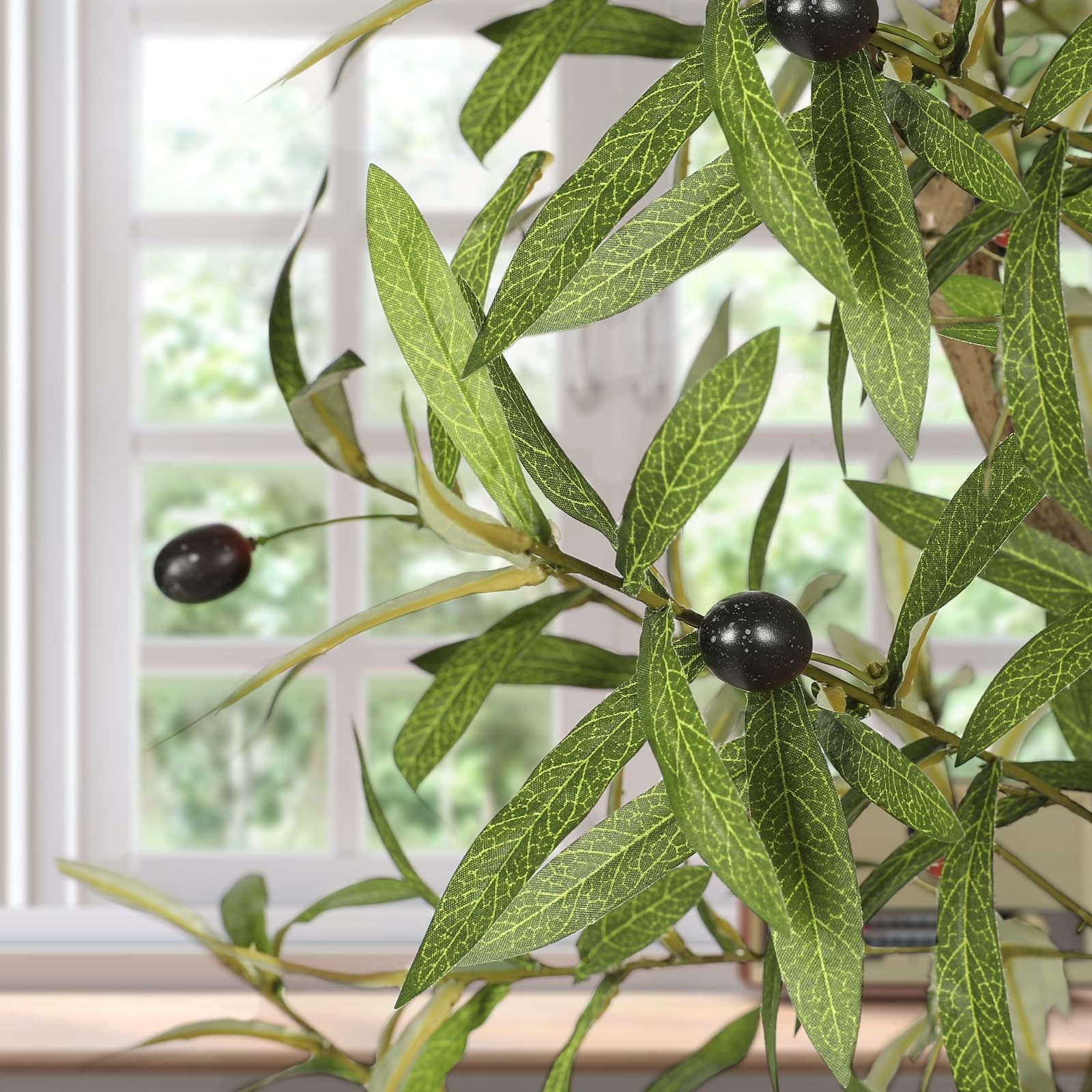 7ft Faux Olive Tree – Fake Potted Olive Silk Tree with Planter Natural Olive …