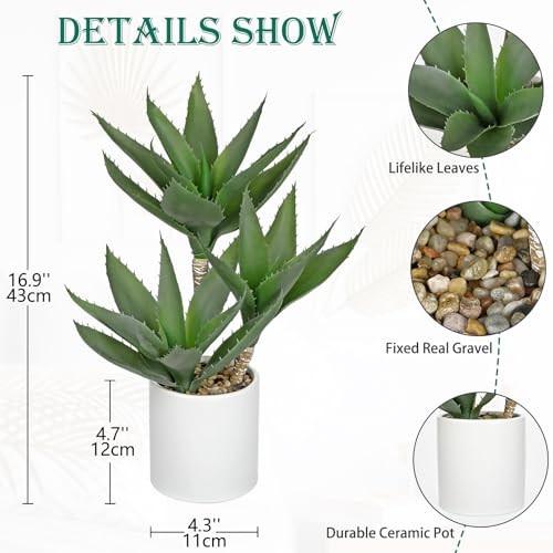 Large Artificial Agave Plants Fake Three-Head Agave Succulent Plant Style 3