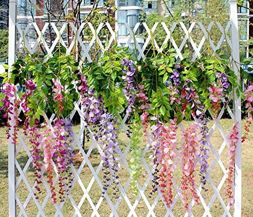 DearHouse 12 Pack 1 Piece 3.6 Feet Artificial Fake Wisteria Vine Ratta Hanging