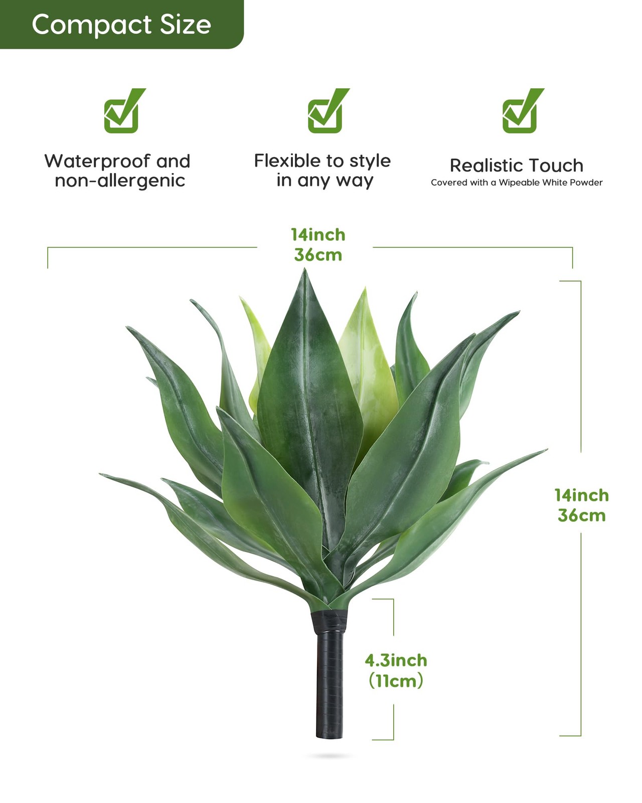 Artificial Outdoor Agave Plants, Outdoor Faux Plants with Broad Leaves, Small…