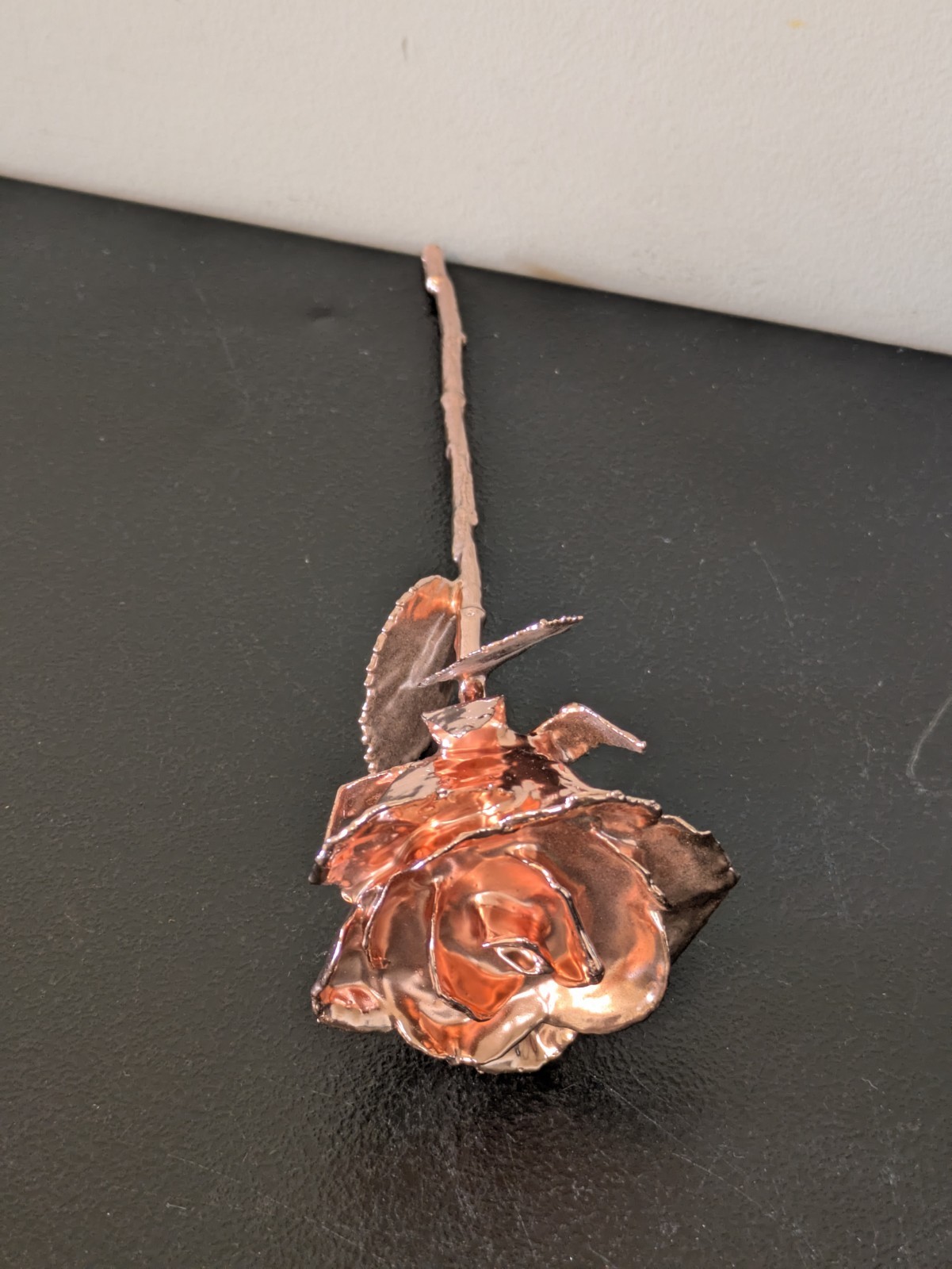 The Forever Rose Gold 24 Karat Dipped REAL Preserved Flower w Certificate 12″ In