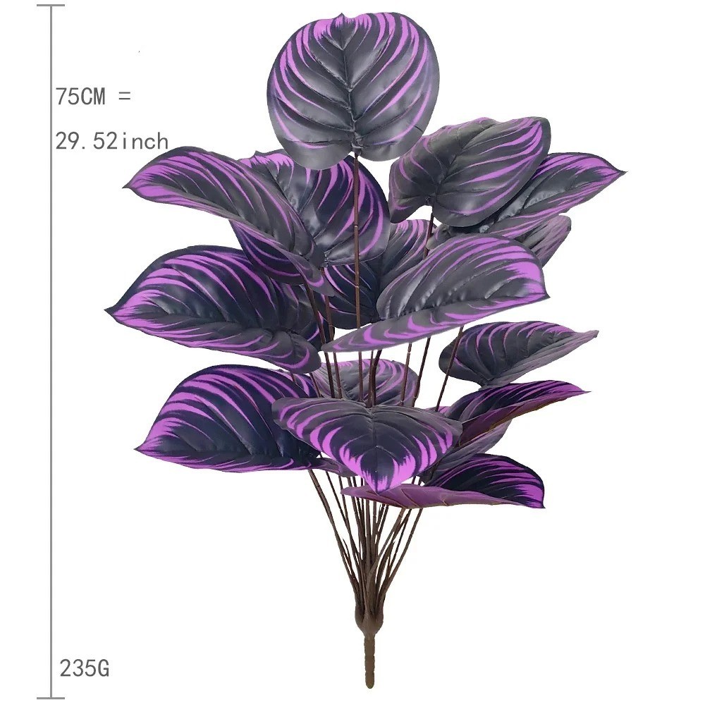Home Party Decoration Purple & Green Leaf Decor Artificial Plant Simulation Pot