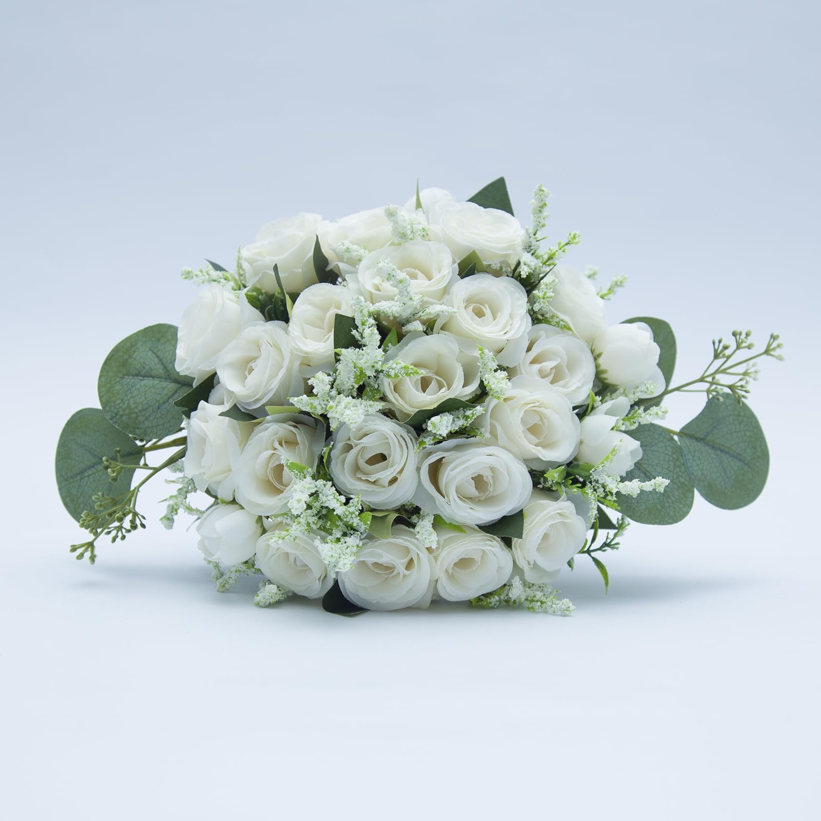 Artificial Bridesmaid Bouquets Set of 3 – Ivory White 9 Inch Various Flower B…